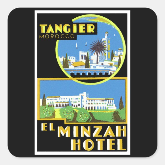 El Minzah Hotel ~ Tangier Square Sticker (Front)
