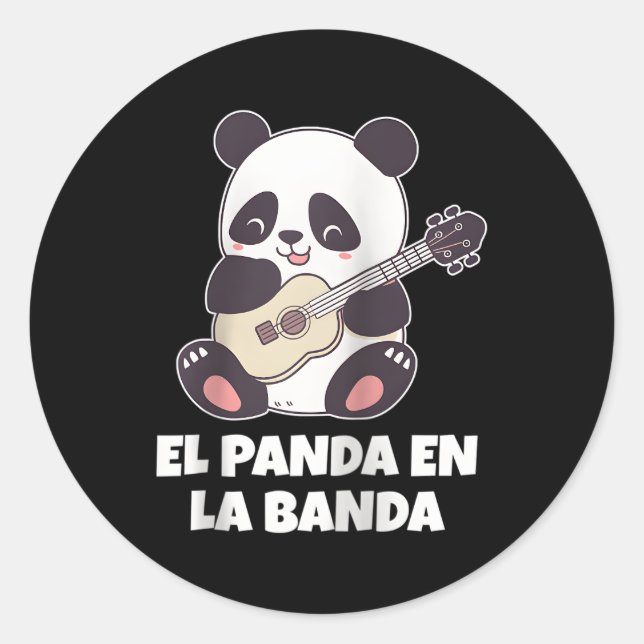El Panda En La Banda Spanish Panda Bear Ukulele Ba Classic Round Sticker (Front)