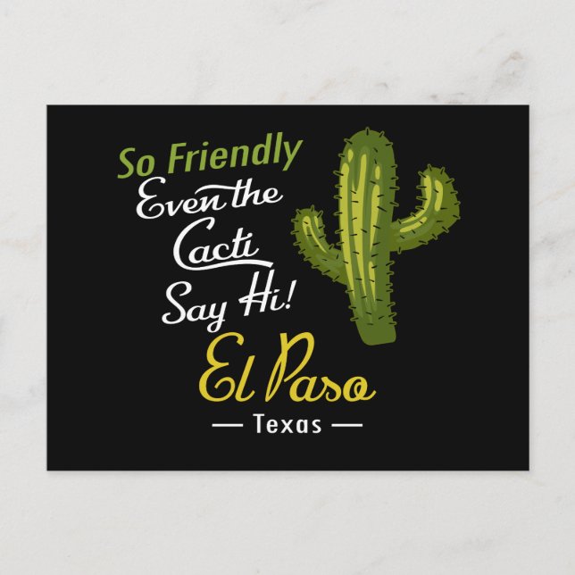 El Paso Cactus Funny Retro Postcard (Front)