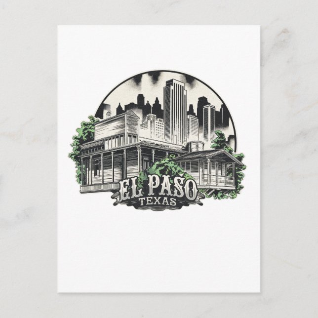 El Paso City Texas USA Postcard (Front)