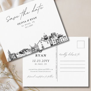 El Paso Save the Date Postcard Elegant Wedding