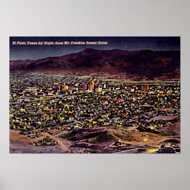 El Paso, Texas Birdseye Night 1940 Poster (Front)