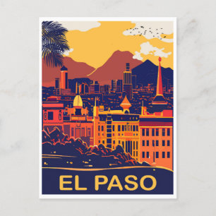 El Paso, Texas, City Landscape, Travel Postcard