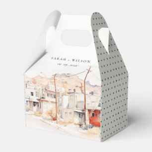 El Paso Texas City Scape Watercolor Wedding Favor Box