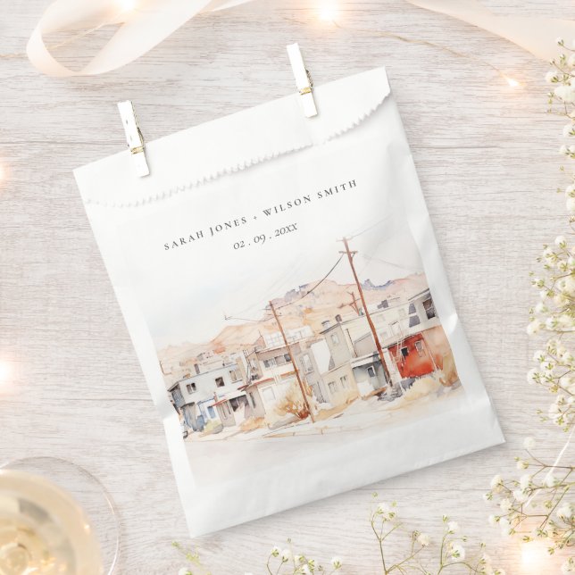 El Paso Texas City Scape Watercolor Wedding Favour Bag (Clipped)