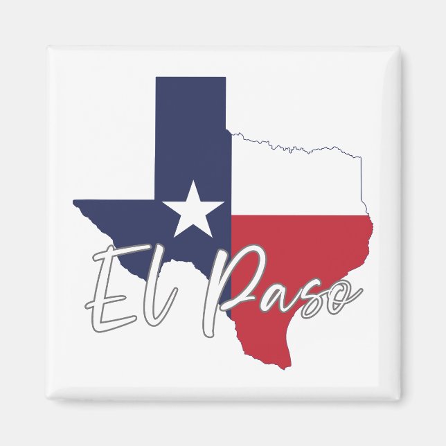 El Paso, Texas Flag Map Magnet (Front)
