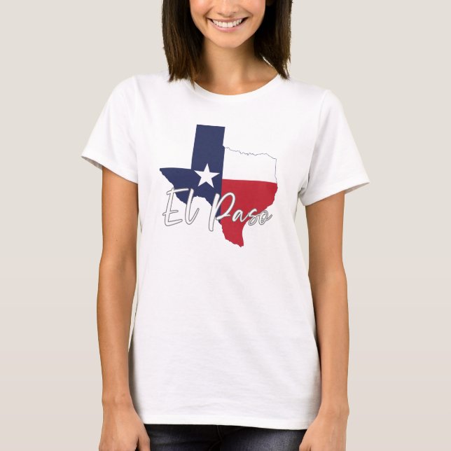 El Paso, Texas Flag Map Women's White T-Shirt (Front)