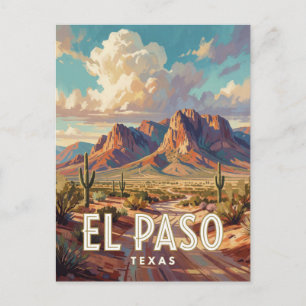 El Paso Texas Franklin Mountains Travel Postcard