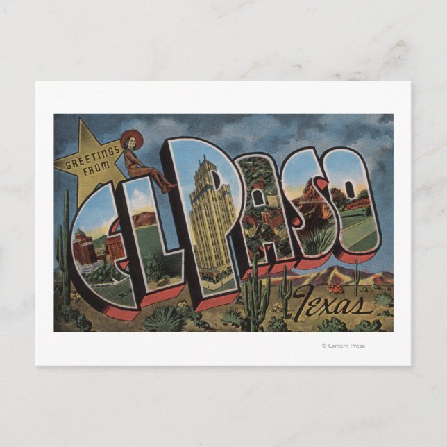 El Paso, Texas - Large Letter Scenes Postcard (Front)
