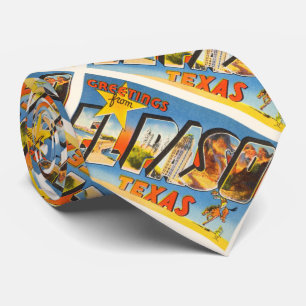 El Paso Texas TX Old Vintage Travel Souvenir Tie