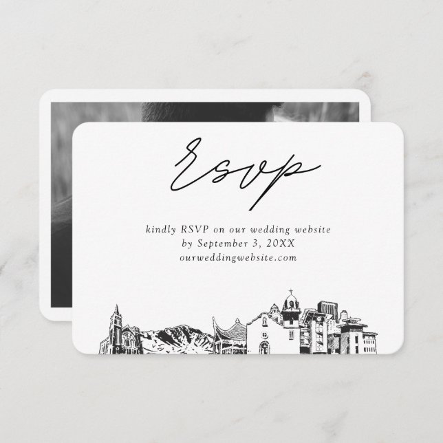 El Paso Wedding Minimalist Sketch RSVP Enclosure Card (Front/Back)