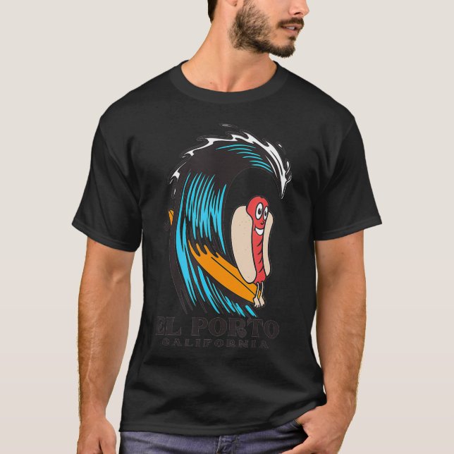 El Porto California Surfing Hot Dog T-Shirt (Front)