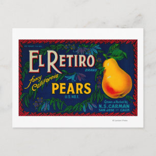 El Retiro Pear Crate Label Postcard