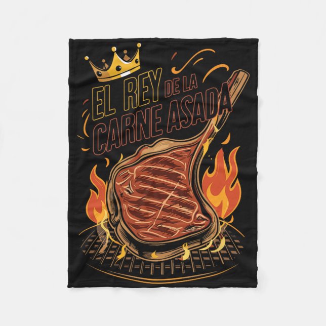 El Rey De La Carne Asada Bbq Cookout Master King F Fleece Blanket (Front)