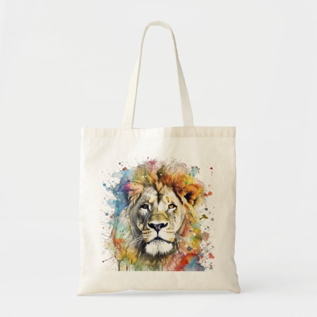 El rey del colour - Un león majestuoso  Tote Bag (Front)