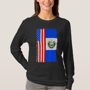 El Salvador American Flag Salvadoran Root Heritage T-Shirt