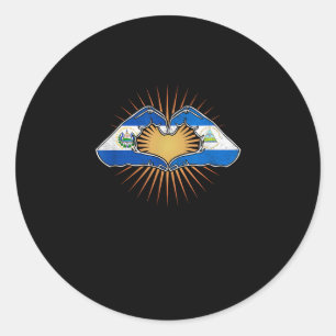 El Salvador And Nicaragua Heart Hands Classic Round Sticker