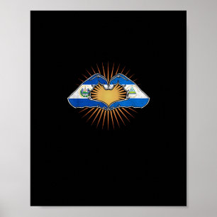 El Salvador And Nicaragua Heart Hands Minimal Poster