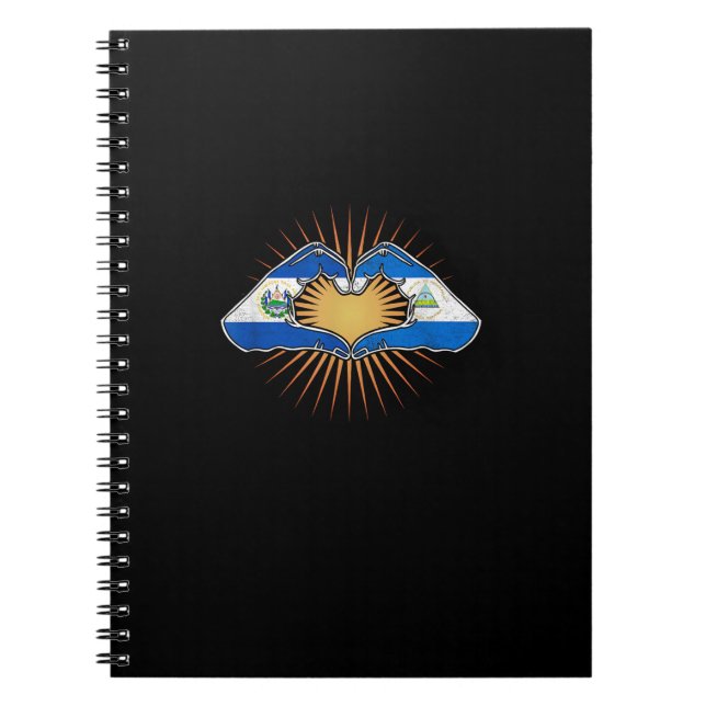 El Salvador And Nicaragua Heart Hands Notebook (Front)