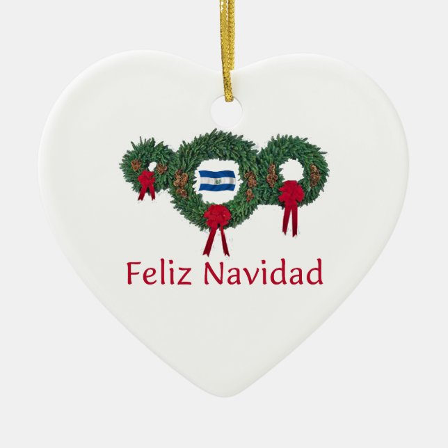 El Salvador Christmas 2 Ceramic Ornament (Front)