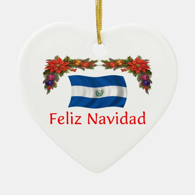 El Salvador Christmas Ceramic Ornament (Front)