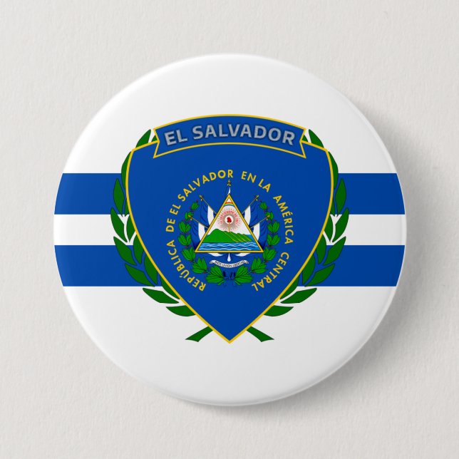 El Salvador Coat of Arms 3 Inch Round Button (Front)