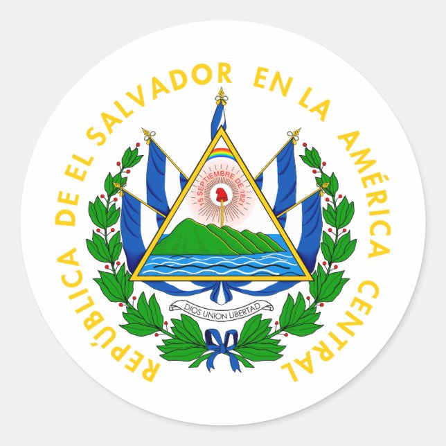 El Salvador country coat arms symbol emblem flag Classic Round Sticker (Front)
