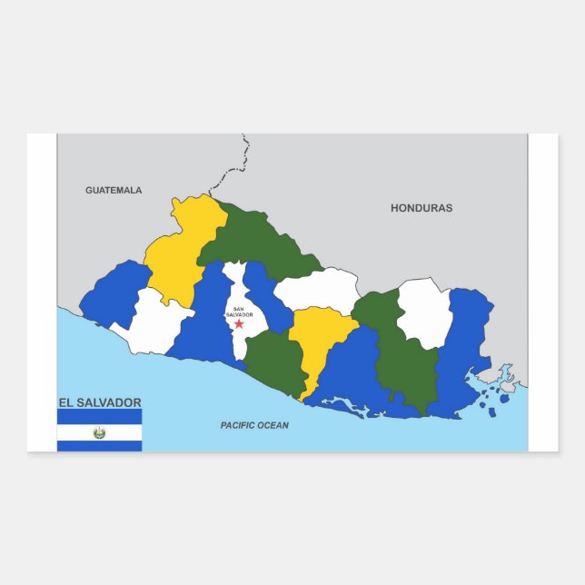 el salvador country political map flag sticker (Front)