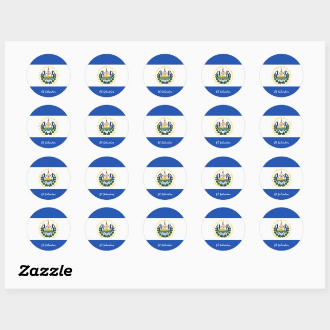 El Salvador & El Salvador flag patriots /sports Classic Round Sticker (Sheet)