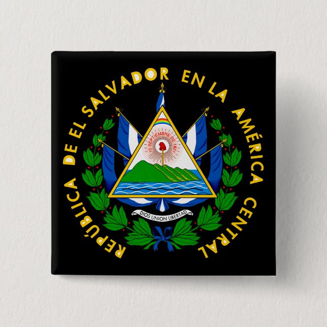 el salvador emblem 2 inch square button (Front)
