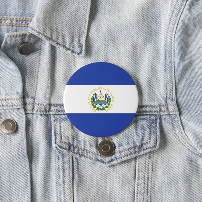 El Salvador flag 3 Inch Round Button (In Situ)