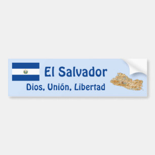 El Salvador Flag and Map Bumper Sticker