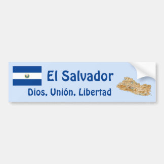 El Salvador Flag and Map Bumper Sticker