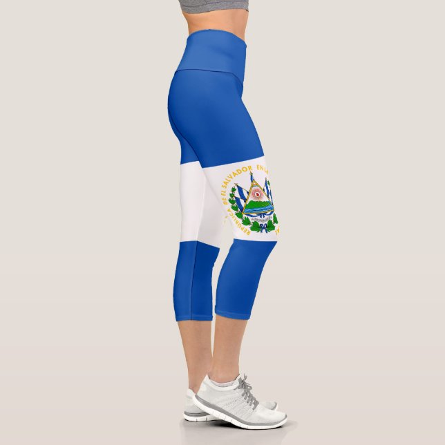 El Salvador Flag Capri Leggings (Right)