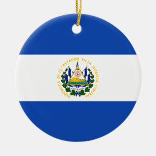 El Salvador Flag Ceramic Ornament