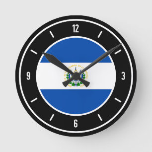 El Salvador Flag Elegant Round Clock