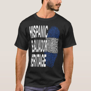 El-Salvador Flag Fingerprint Hispanic Heritage Mon T-Shirt