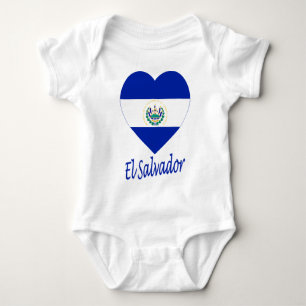 El Salvador Flag Heart Baby Bodysuit