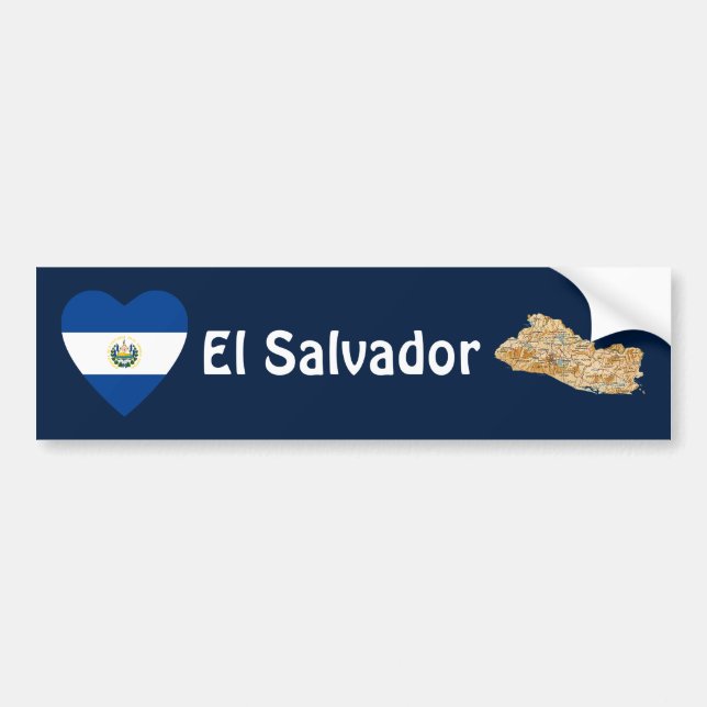 El Salvador Flag Heart + Map Bumper Sticker (Front)