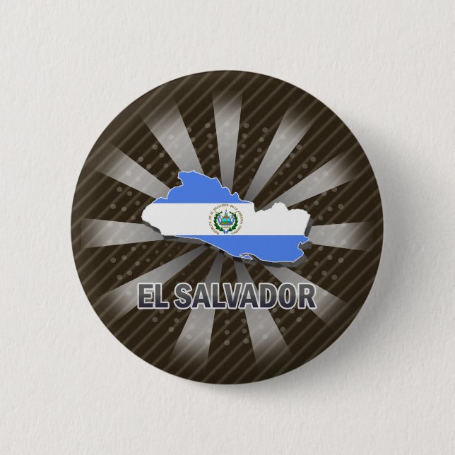 El Salvador Flag Map 2.0 2 Inch Round Button (Front)