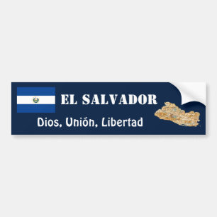 El Salvador Flag + Map Bumper Sticker