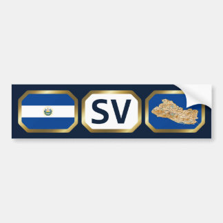 El Salvador Flag Map Code Bumper Sticker