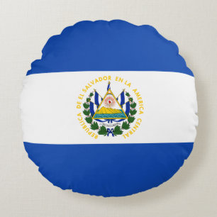 El Salvador Flag Round Pillow
