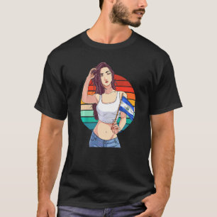 El Salvador Flag Salvadoran Pride Latino Girl Vint T-Shirt