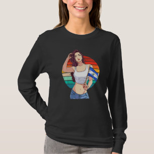 El Salvador Flag Salvadoran Pride Latino Girl Vint T-Shirt