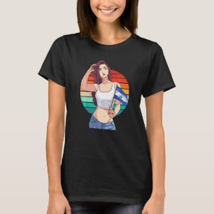 El Salvador Flag Salvadoran Pride Latino Girl Vint T-Shirt