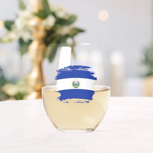 El Salvador flag Stemless Wine Glass (Insitu (Wedding))