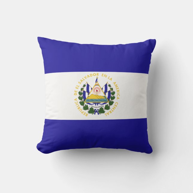 El Salvador Flag Throw Pillow (Front)