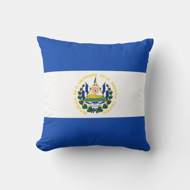 El Salvador Flag Throw Pillow (Front)