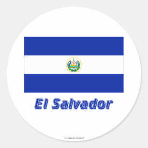 El Salvador Flag with Name Classic Round Sticker